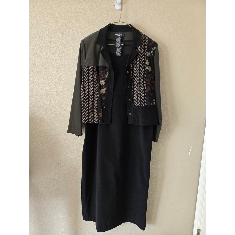 Positive Attitude Vintage Womens 2pc Dress Black Midi Sleeveless Jacket 12P